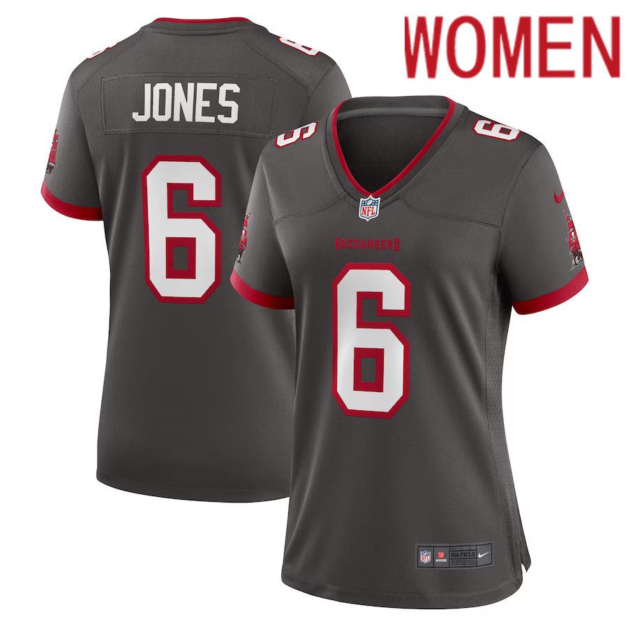 Women Tampa Bay Buccaneers 6 Julio Jones Nike Pewter Player Game NFL Jersey